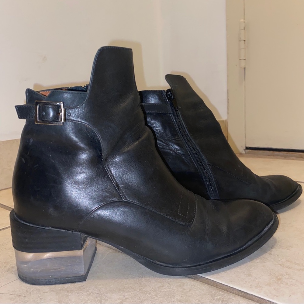 Jeffrey Campbell Black Ankle Boots with Clear Heel